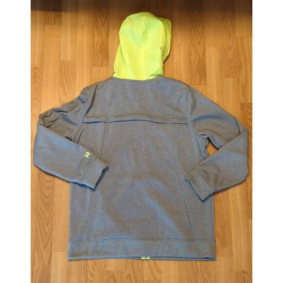 Layer 8 Sweatshirt Hoodie Mens Medium Gray Yellow Full Zip Active Long Sleeve - Picture 10 of 10